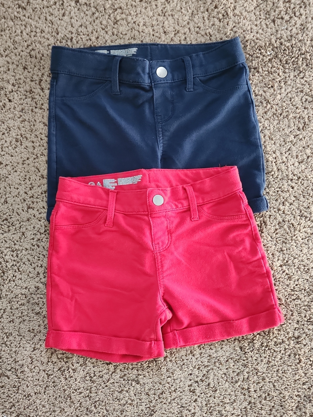 wonder nation Navy and Bright Pink Girls' Stretch Shorts Duo